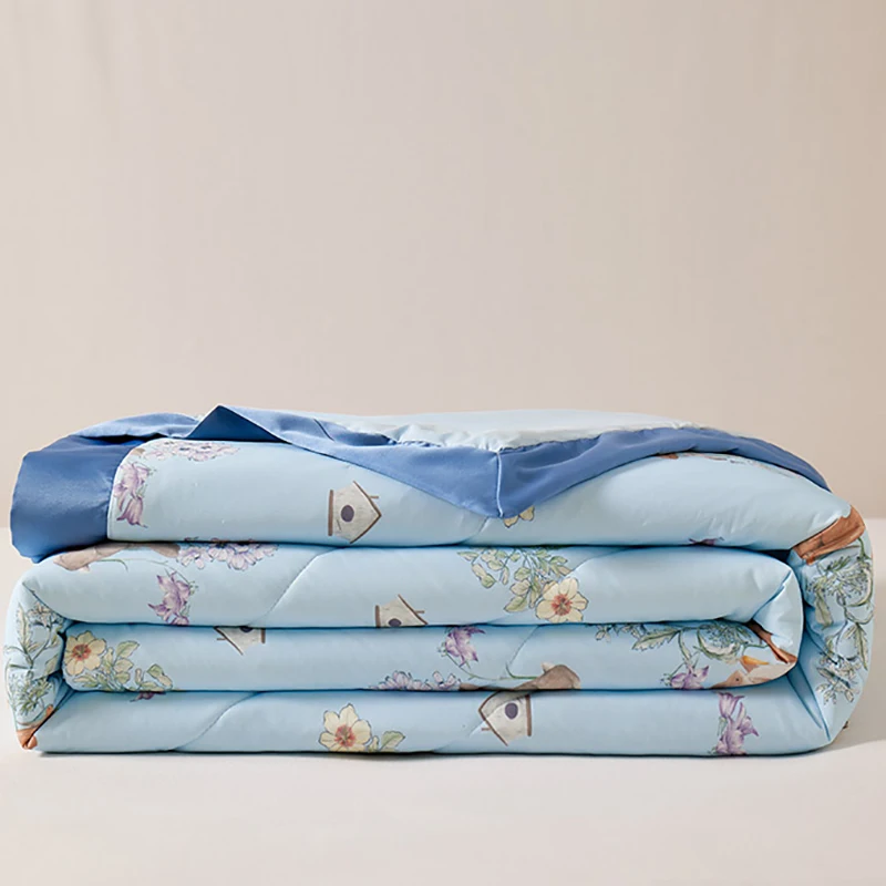 Fashion Cooling Blanket for Bed Silky Air Condition Lightweight Cooled Summer Quilt with Nylon Bamboo Fabric Cooling Comforter