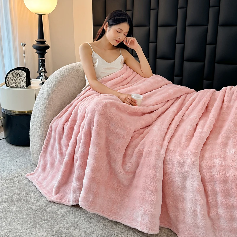 WASART Artificial Rabbit Plush Blanket Fluffy Coral Fleece Sofa Throw Thermal Thick Bed Sheet Warm Autumn Winter Cozy Bed Cover