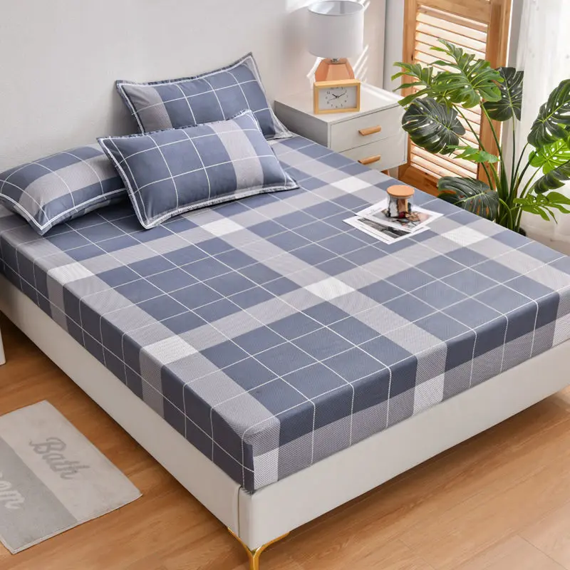 WASART Geometric printed elastic fitted sheet mattress protector cover couple 2 people luxury double bed sheet king size 90/180