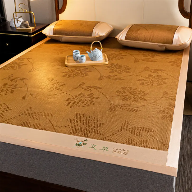 Natural Bamboo Cooling Mat for Bed Grade A Comfortable Ice Silk Bed Mat Cool Naked Sleeping Skin Friendly Non Slip Summer Pad
