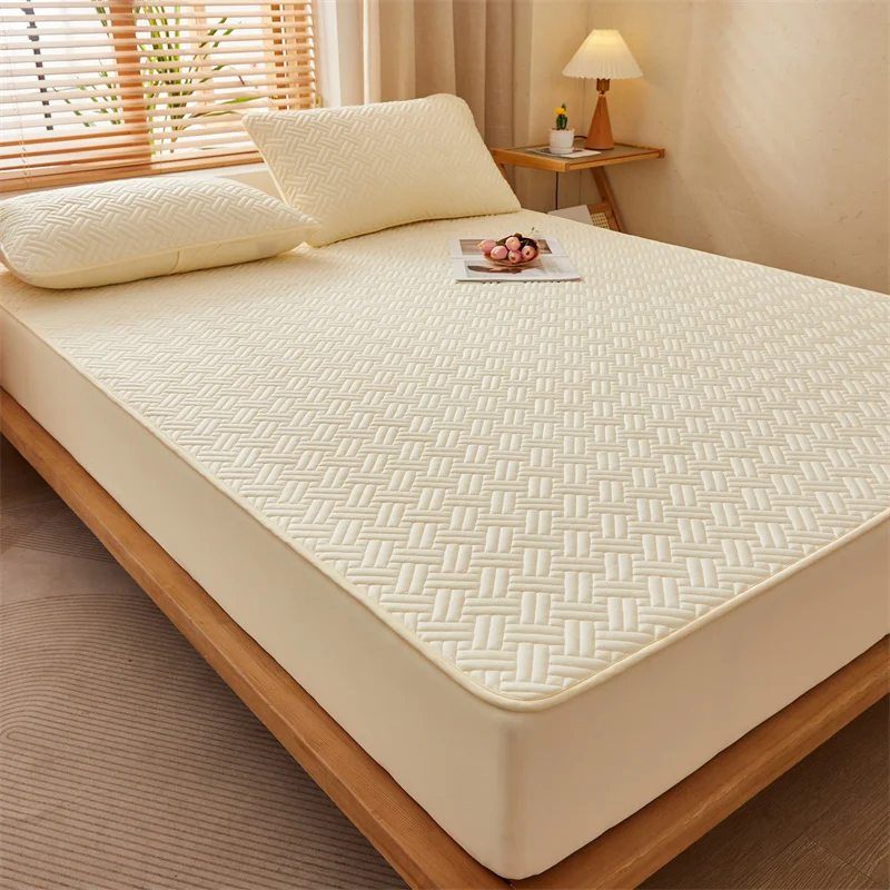 3pcs/set Quilted Mattress Cover Cotton Soft Anti-bacterial Breathable Bed Pad Mat Mattress Protector Toper Cover with Pillowcase