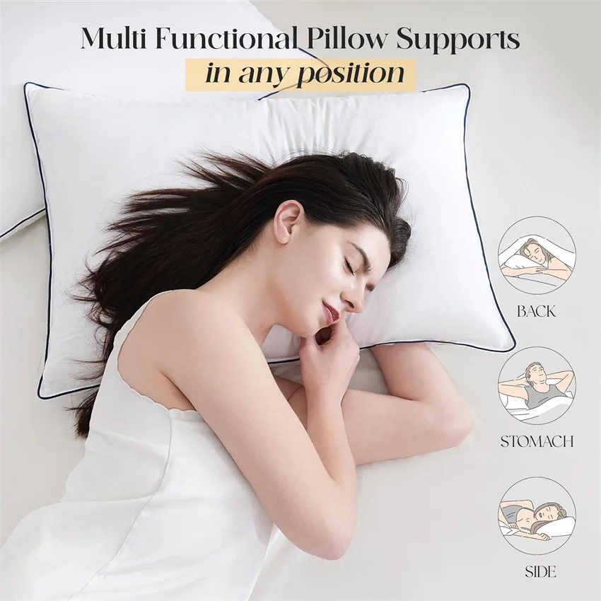 95% Goose Down Pillow with 5% Elastic Fiber Soft Pure Cotton Pillow Cover Rectangle Bedroom Sleep Pillows 5 Star Hotel Pillow