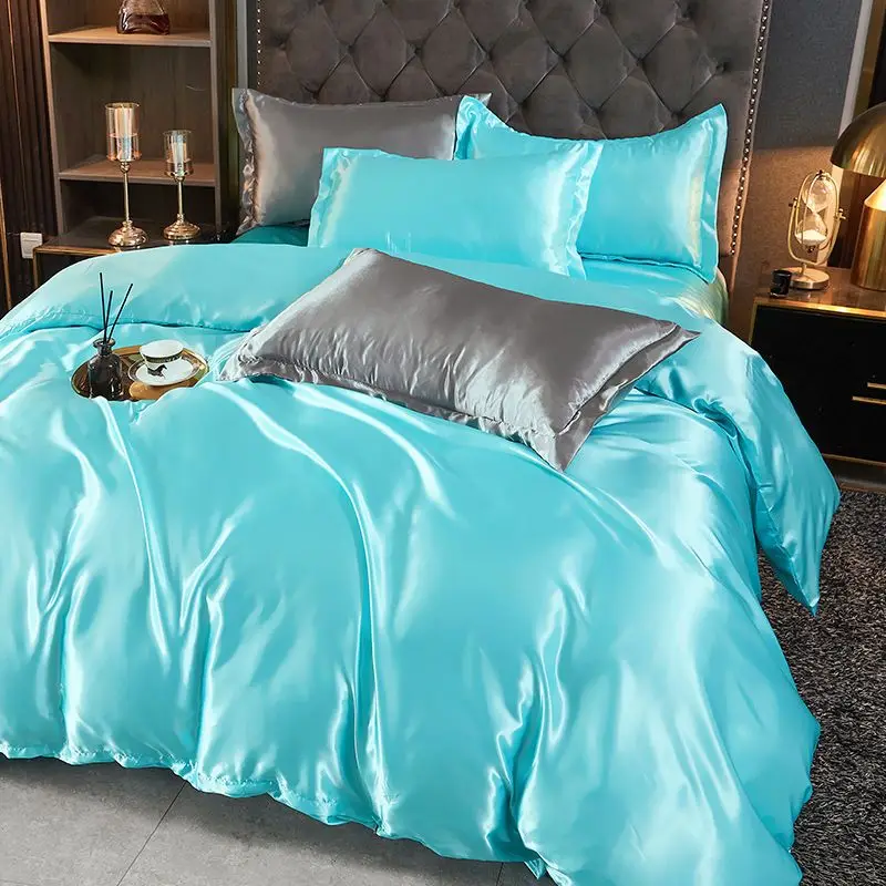 WASART Luxury satin rayon bedding set summer white duvet cover single double queen king size quilt cover 150/180 comforter cover