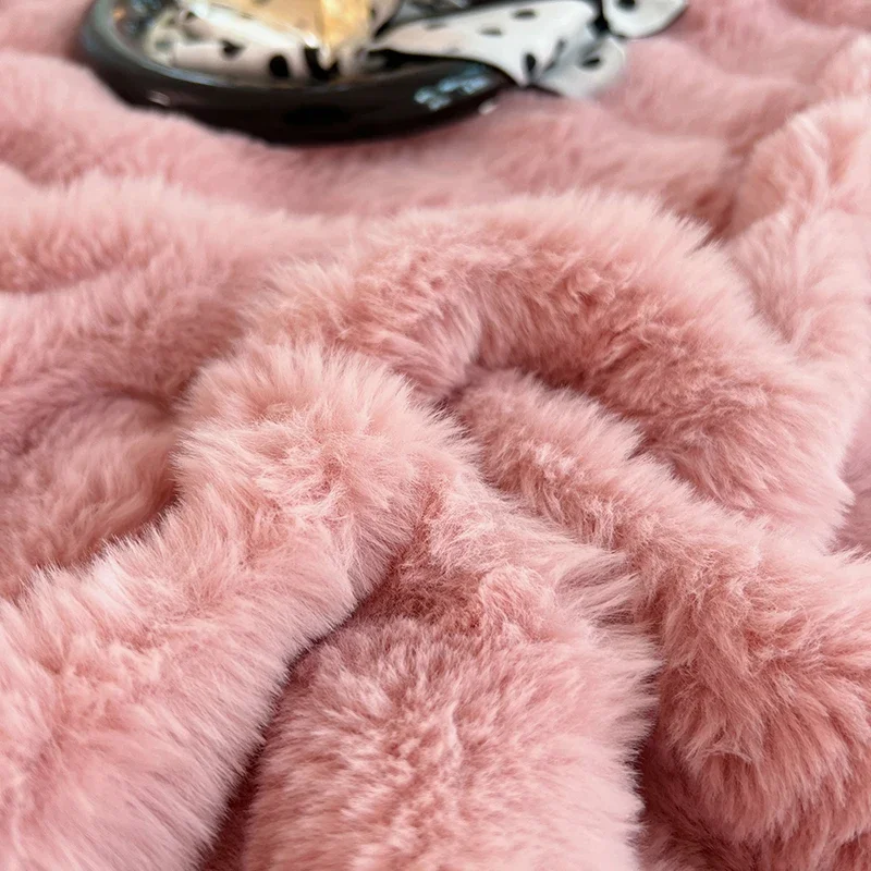 WASART Soft warm rabbit plush fitted sheet elastic mattress protector cover fluffy coral fleece 150cm winter bedsheet king size