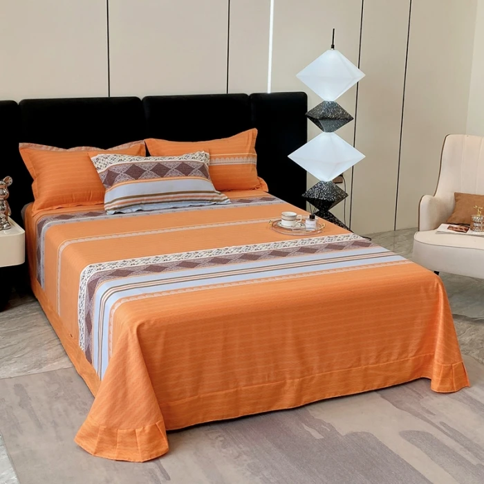 Egyptian Cotton Brushed Flat Bed Sheet Luxury Bed Cover Euro Style Thicken Soft Bed Linens Double Queen King Size(No Pillowcase)