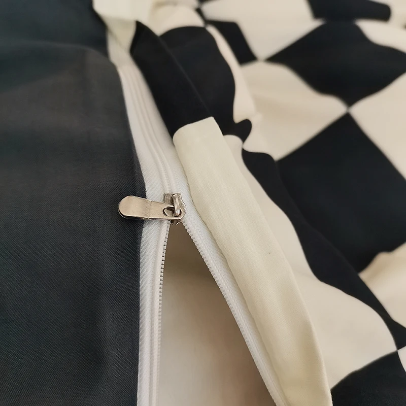 Pure Cotton Home Textile Plaid Pattern Bedding Set Simple Soft Duvet Cover Flat/Fitted Sheets Pillowcases Bed Linens Queen King