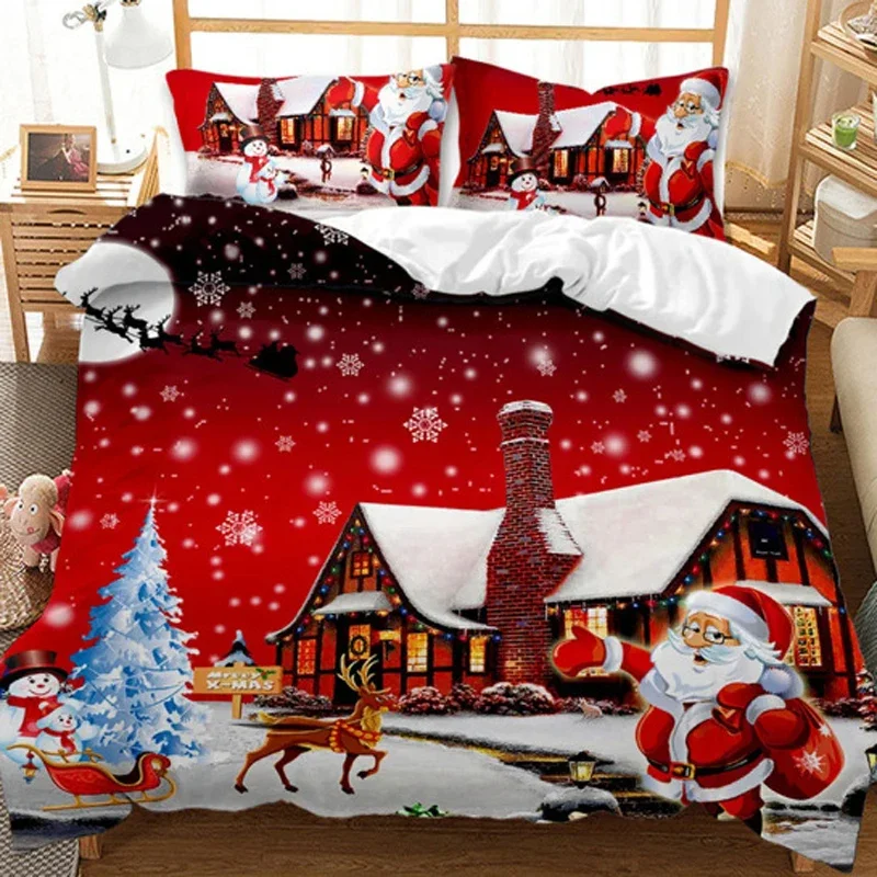 WASART Christmas quilt cover with pillowcase 3pcs 220x240 luxury bedding set duvet cover twin full queen king size bedroom decor