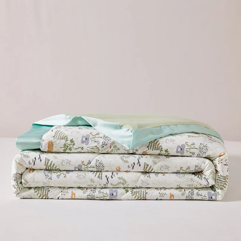 Fashion Cooling Blanket for Bed Silky Air Condition Lightweight Cooled Summer Quilt with Nylon Bamboo Fabric Cooling Comforter