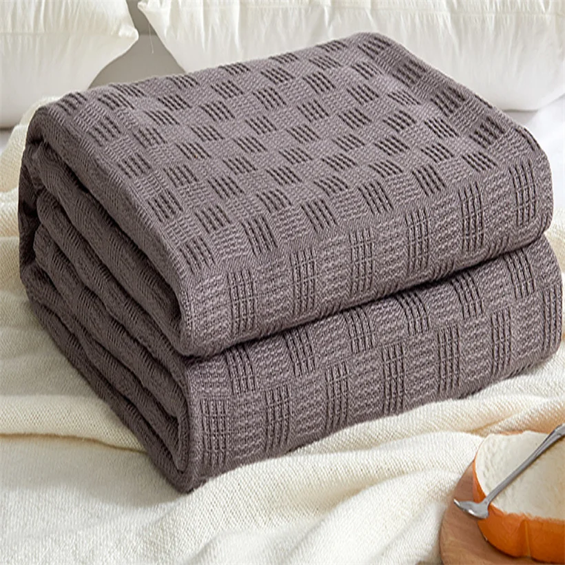 Noridc Knitted Throw Blanket 100% Cotton New Blankets Luxury Bed Sofa Couch Oversized Bedspread Cover Lightweight Plaid Blankets