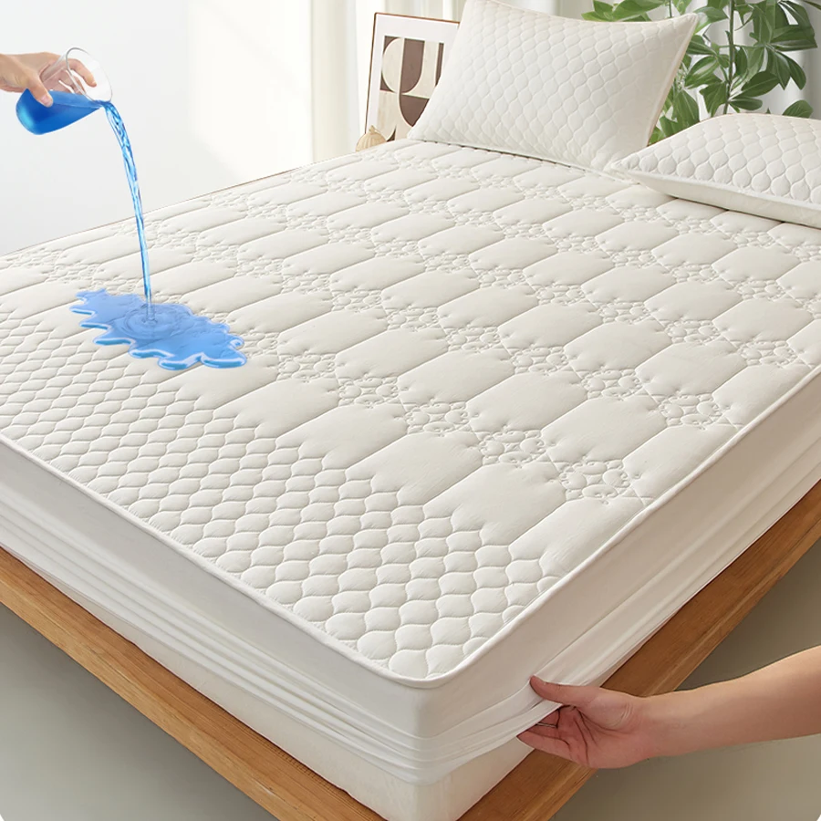 WASART King Size Double Bed Quilted Waterproof Mattress Protector Cover Elastic Fitted Sheet Protection Pad Thick Bedspread 150