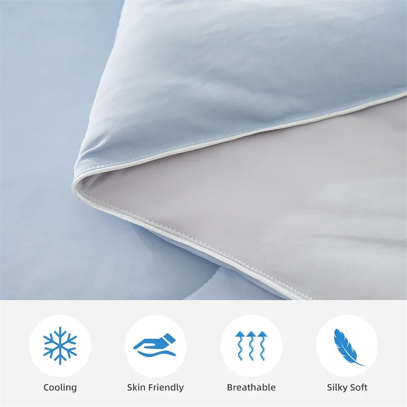 Air Condition Cooling Comforter Solid Color Cooling Blankets for Hot Sleepers Breathable Soft Lightweight Summer Quilt Smooth